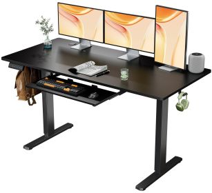 Sweetcrispy Electric Standing Desk with Keyboard Tray Large Ergonomic Computer Desk Home Office Desk,55 x 24 Inches Black