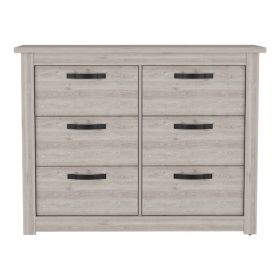 6 Drawer Double Dresser Toret, Bedroom, Light Gray