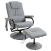 Gray massage chair with footstool.vibration massage recliner with remote control.Office chair.living room chair