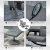 Gray massage chair with footstool.vibration massage recliner with remote control.Office chair.living room chair