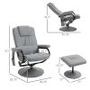 Gray massage chair with footstool.vibration massage recliner with remote control.Office chair.living room chair