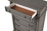 Grace Traditional Style 5-Drawer Chest Made with wood in Gray